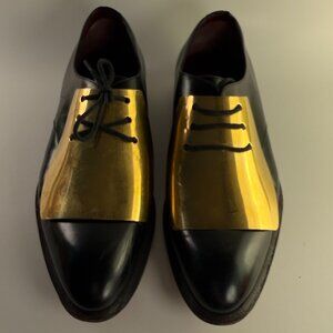 Celine Gold Metal Plate Lace-up Oxfords